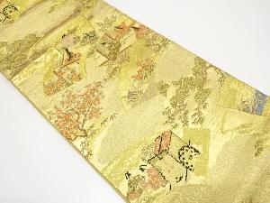 地紙に平安人物・草花模様織り出し袋帯